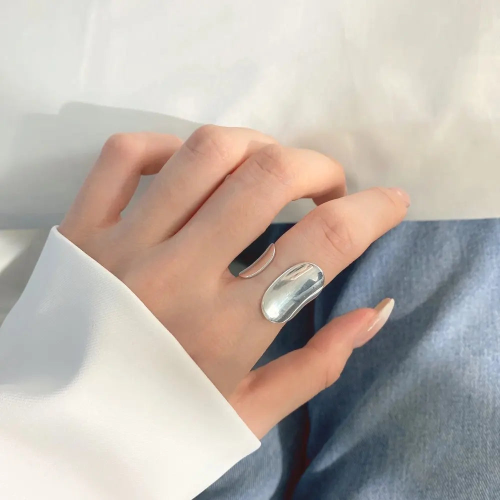 Stainless Steel Minimalist Rings For Women Trend Gold Color Smooth Double Ball Beads Open Rings Aesthetic Jewelry Couple Gifts