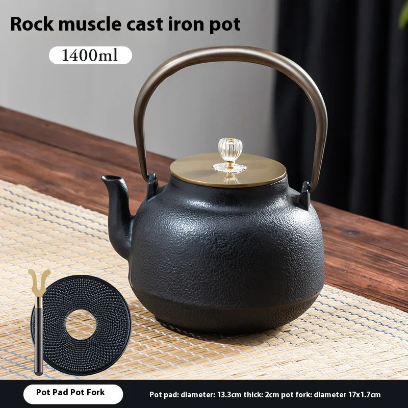 GIANXI Cast Iron Tea Pot Camping Party Around The Stove Boiling Tea Water Separation Teacup Accessories Pu 'er Tea Set