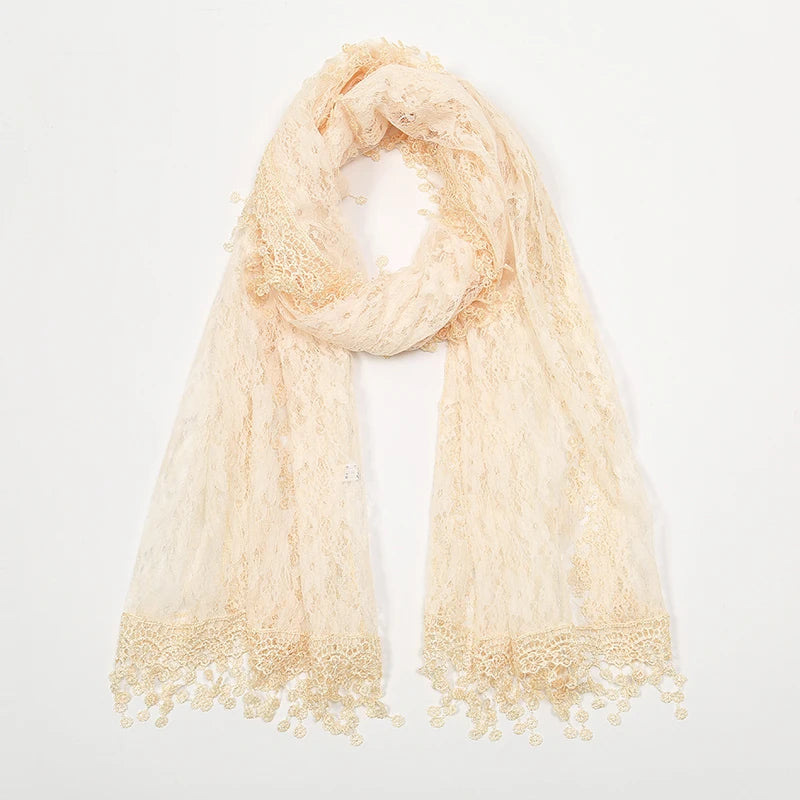 Solid Embroidered Lace Printed Scarf Muslim Hijiabs Fringed 5cm New Style Prayer Shawl 2024 188*55cm