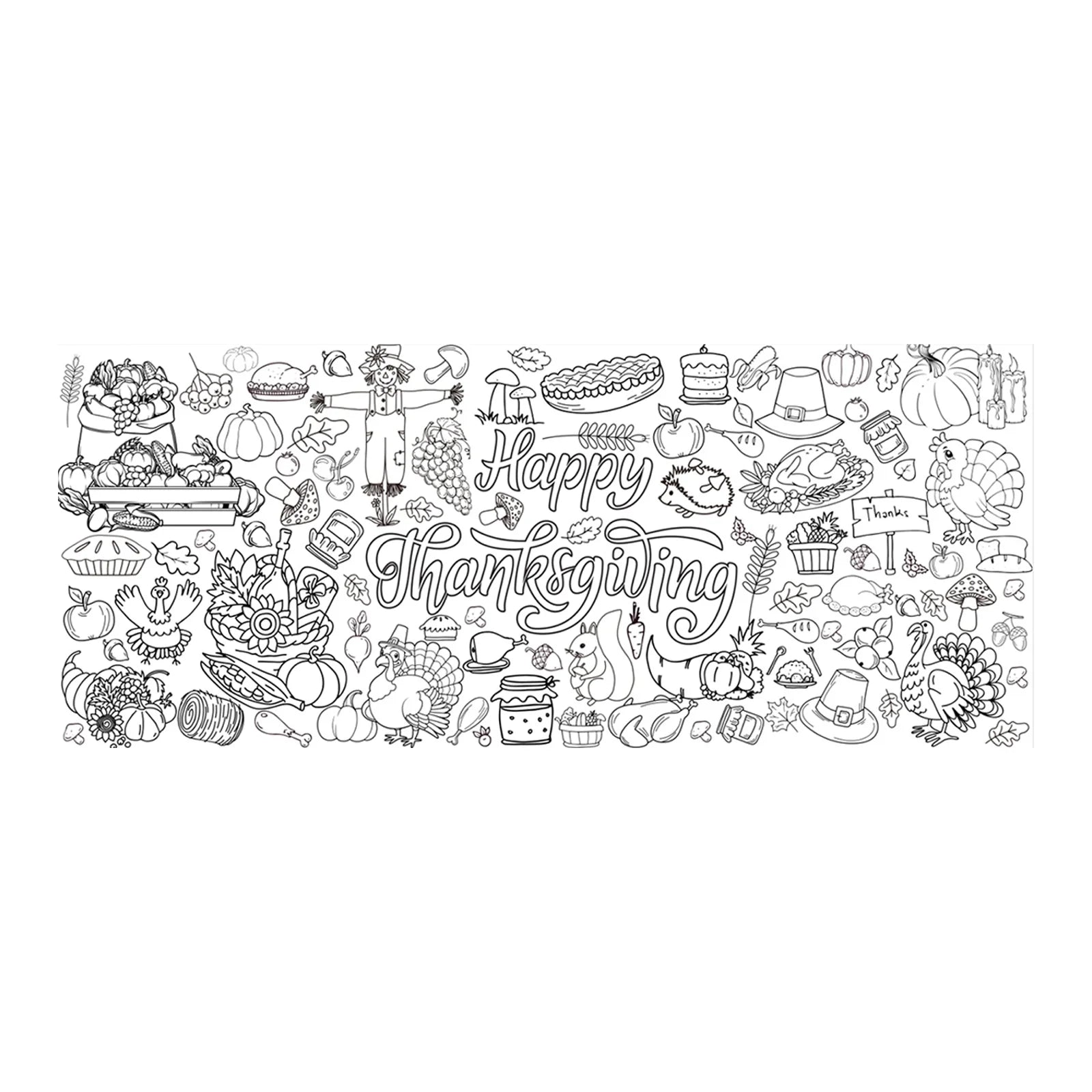 Thanksgiving Unique Interesting Tablecloth Kid Graffiti Interactive Design Family Durable Waterproof Festival Ambiance Supplies