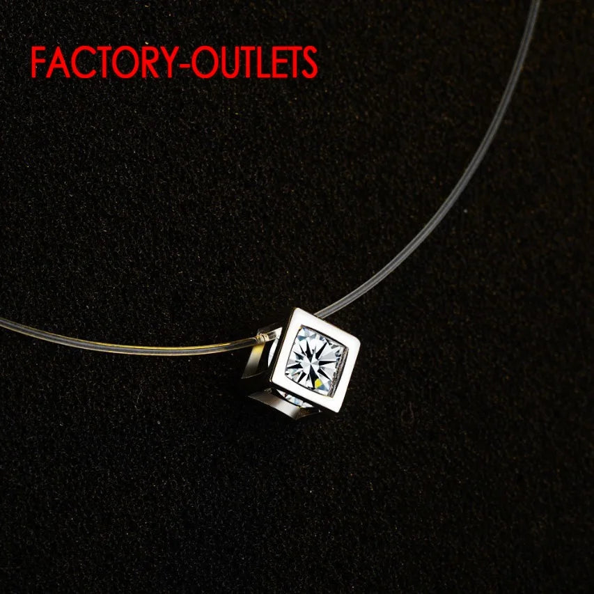 Big Sale 925 Sterling Silver Chokers Necklace Cubic Zircon Pearl CZ Round Heart Cross Moon Square Transparent Fish Line Jewelry