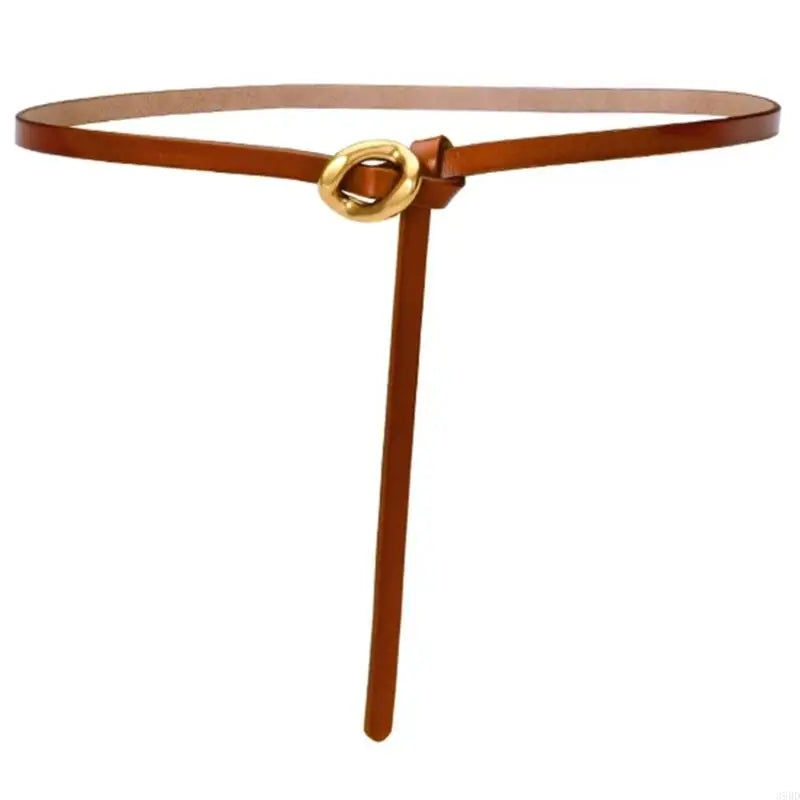 652F Selfknotted Thin Belt Aesthetic Leather Belt Waistband Decorative Skinny Belt for Shirt Dress Elegant Office Formal Belt