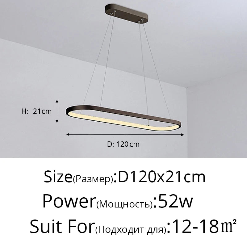 Designer dining room ceiling lamp ins Nordic minimalist dining room bar table creativity word led strip modern simplicity