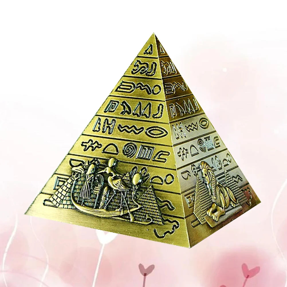 Bronze Alloy Pyramid Model Egyptian Gift Building Statue Figurine Home Decor Collection Item Display nament Miniature