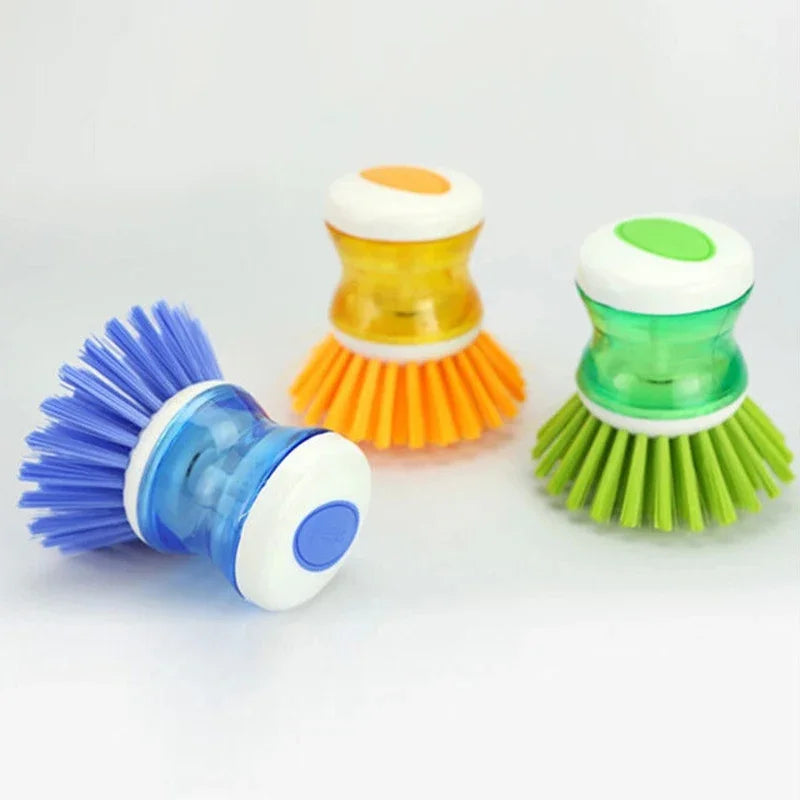 Kitchen Wash Pot Dish Brush Washing Utensils with Washing Up Liquid Soap Dispenser Household Cleaning Accessories