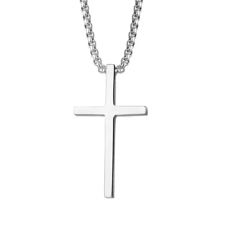 Simple Geometric Cross Pendant Necklace For Women Metal Jewelry Silver Color Chain Choker Men Party Gift Accessories