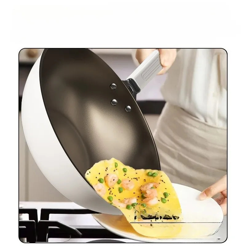 Titanium uncoated ceramic non stick frying pan, household flat bottomed frying pan, non stick gas electromagnetic stove special