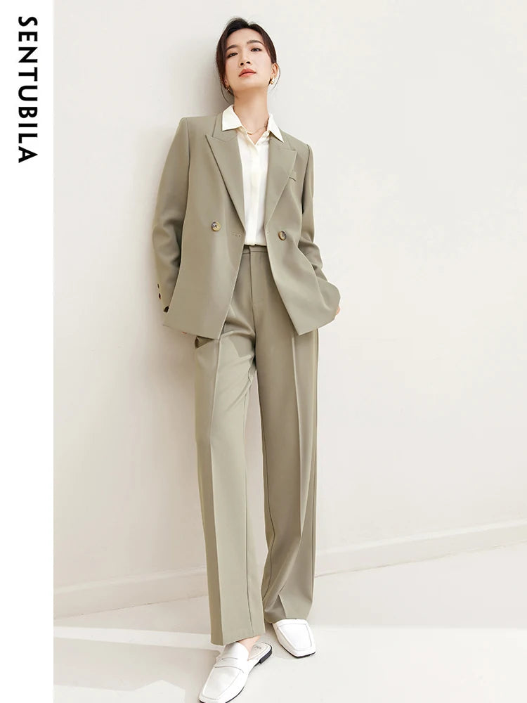 SENTUBILA Blazer Pant Suit Two Piece Set for Women Business Work Outfits 2024 Autumn Elegant Fashion Clothing Sets 133Z49975