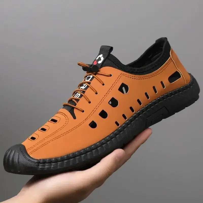 2025 Summer New Arrival Men's Soft Leather Sandals Breathable Non-slip Cow Tendon Sole Casual Leather Shoes Outdoor Beach Shoes