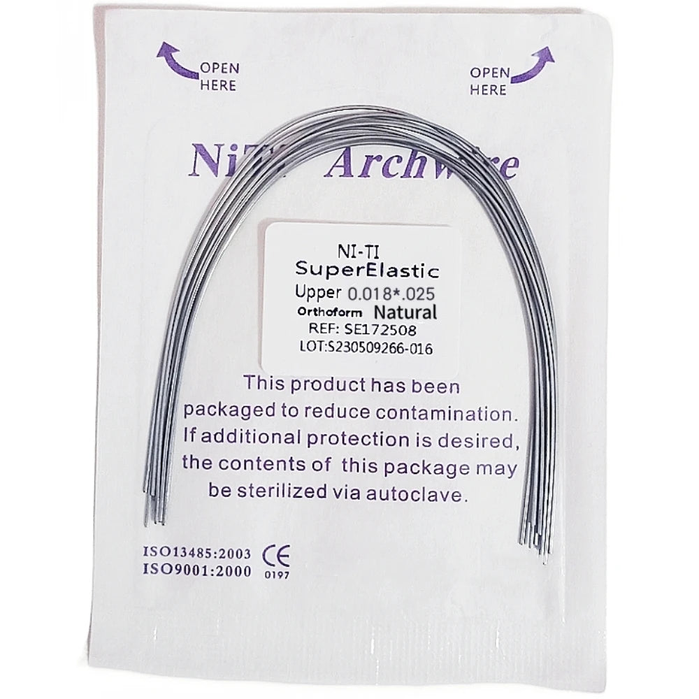 10pcs Dental Orthodontic Arch Wires Niti Archwires Natural/Ovoid Form Round/Rectangular Shape Upper Lower for Braces