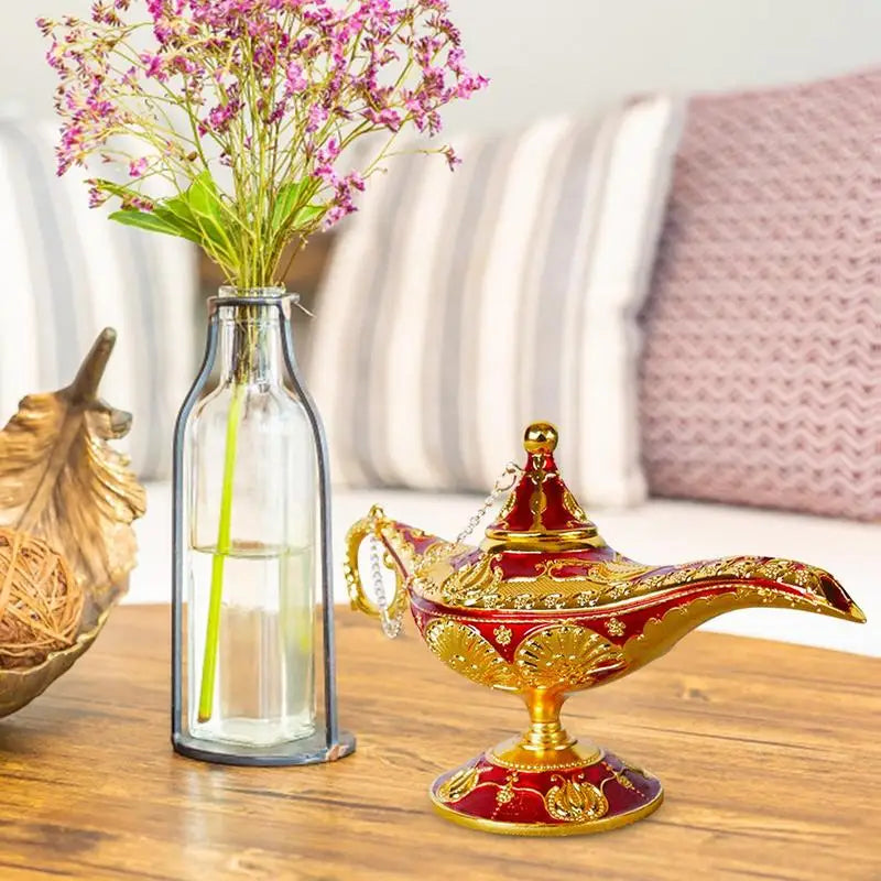 Legendary Aladdin Lamp Vintage Aladdin Lamp  Metal Crafts Classic Arabian Costume Props Tabletop Decor for Wedding Party
