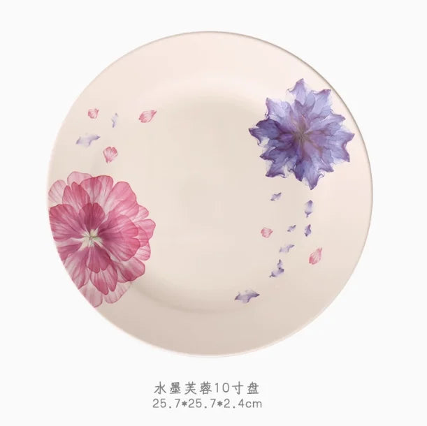 Pastoral Bone China Dishes And Plates Porcelain Cake Dish Pastry Fruit Tray Ceramic Tableware Steak Dinner Plate Decoration