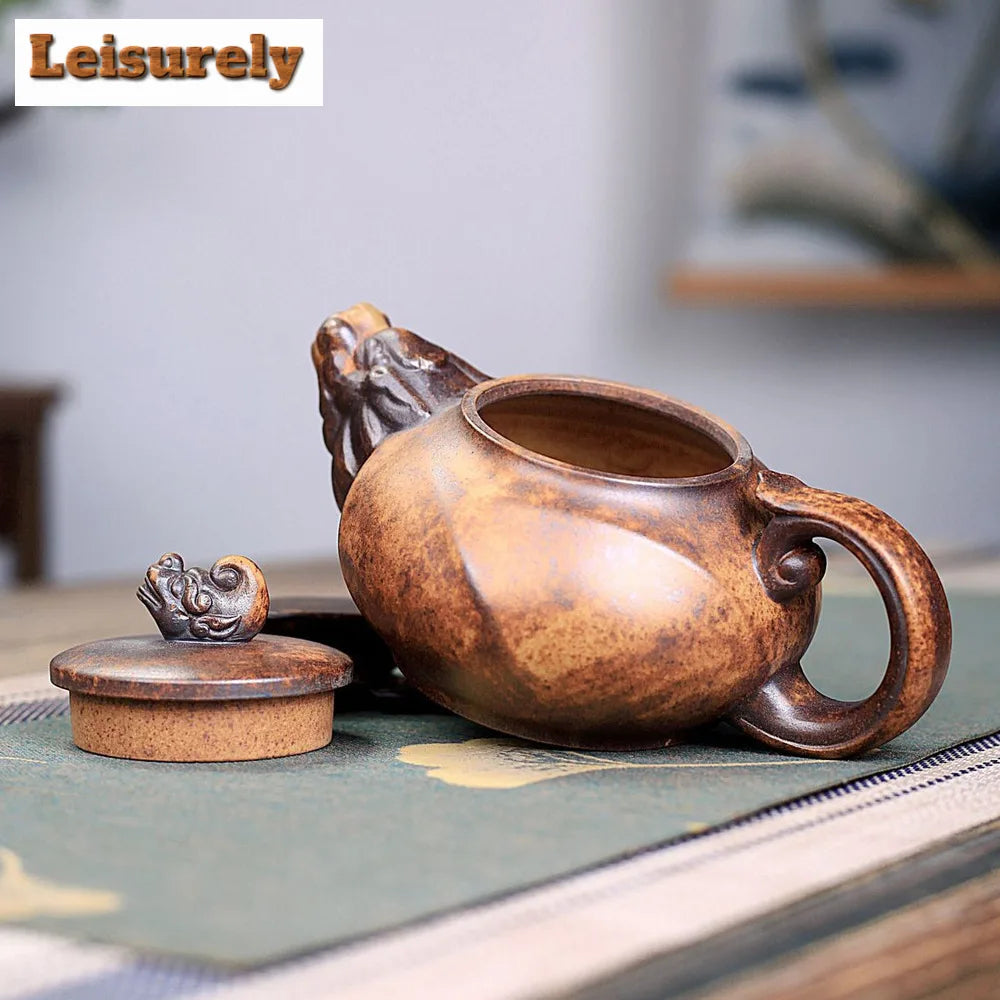380ml Chinese Yixing Purple Clay Teapots Handmade Dargon Tea Pot Raw Ore High Temperature Section Mud Kettle Zisha Tea Set Gifts