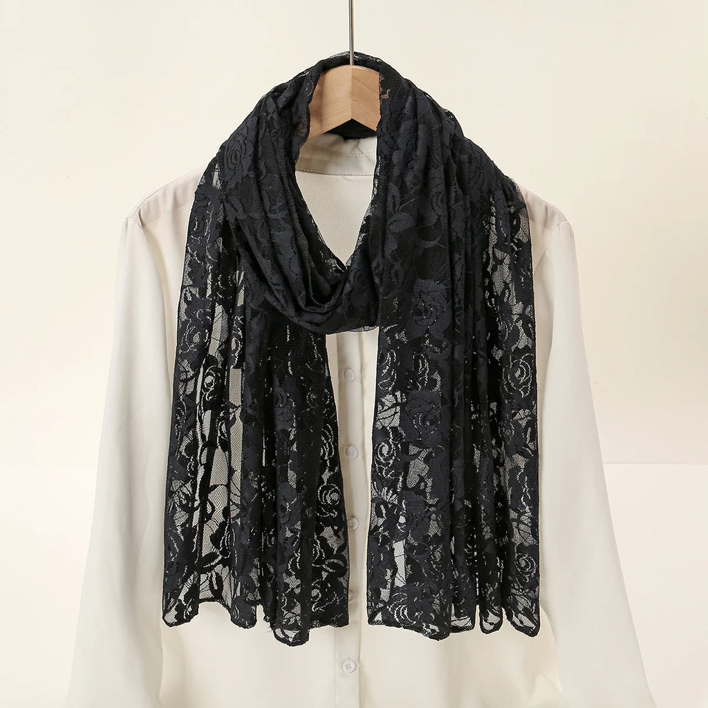 Elegant Rose Lace Shawl Wraps For Women Summer Hoasale Long Shwal Pashmina Ladies Decorate Stoles With Fashion Style