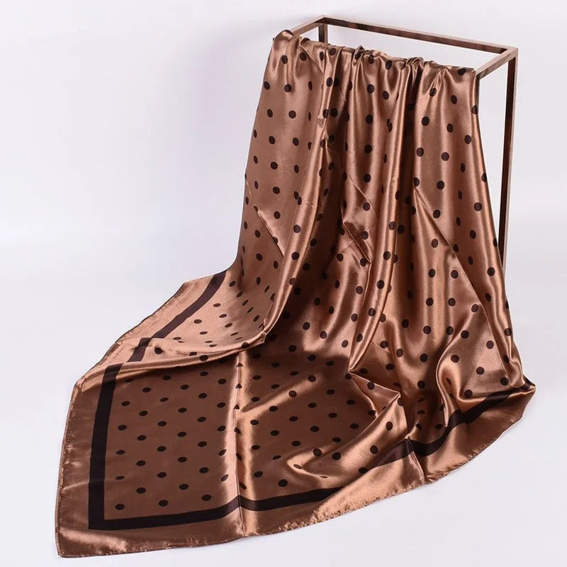 Head Scarf Women Luxury Brand 90×90cm Silk Square Scarf Satin Bandana Cheveux Soft Neckerchief Hijab Hair Scarves For Ladies
