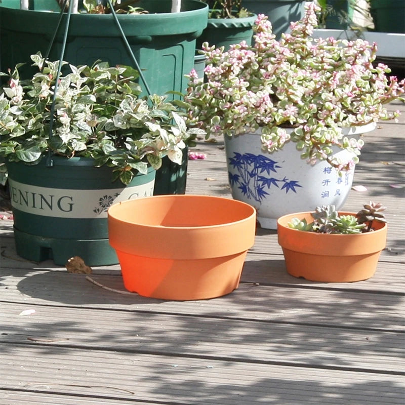 Gardening Supplies Imitation Terracotta Pot/Tray for Plants Flower Bonsai Cactus Round Plant Pot/Tray with Drainage Hole B03E