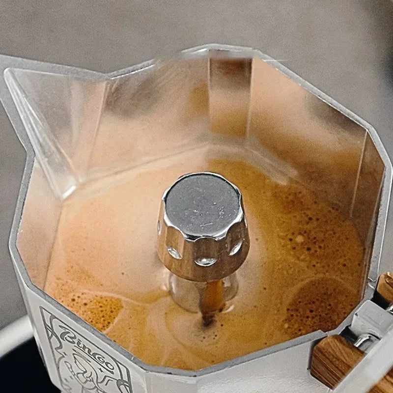 2 Servings Thermostatic Double Valve Moka Pot Espresso Extraction Coffee Pot Outdoor Coffee Pot Set Barista Accessories