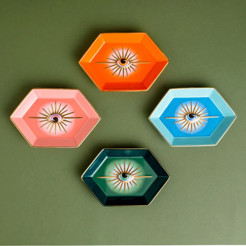 Nordic Creative Eye Trays Decorative Jewelry Dish Ceramic Decorative Plate To Store Jewelry Porcelain Plates