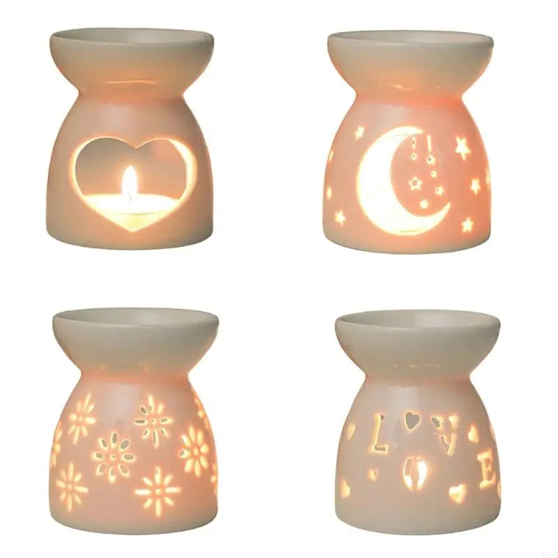 Romantics White Hollowed Ceramics Tealight Holders Essential Oil Diffuser