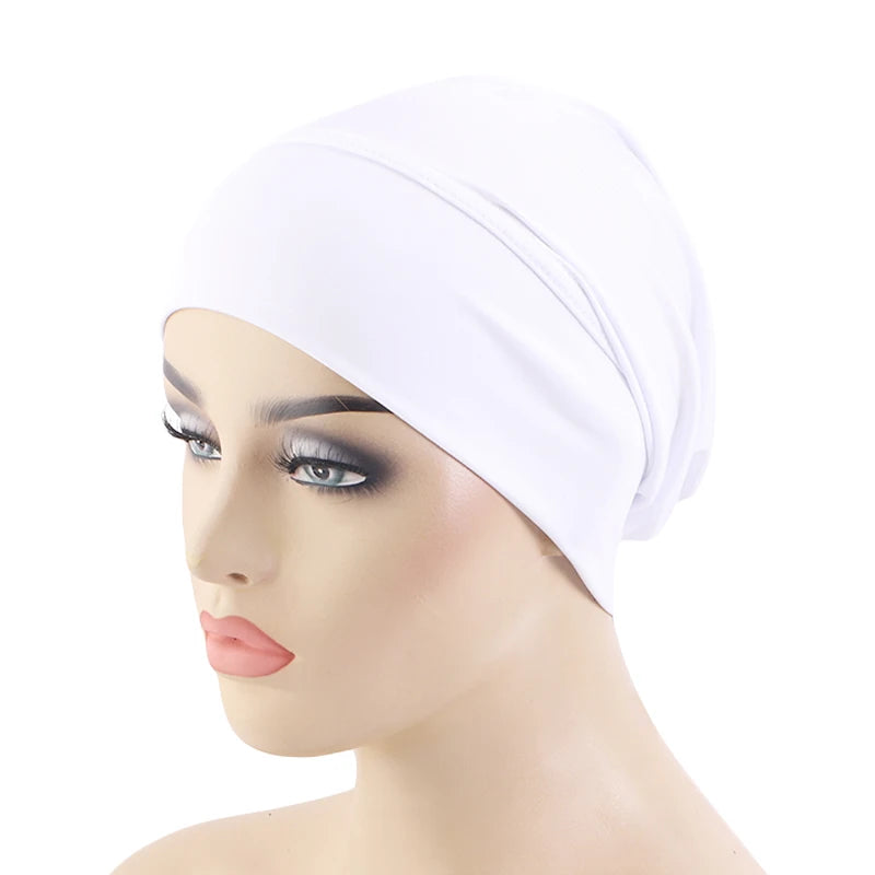New Women Muslim Inner Hijab Caps Islamic Undercap Bonnet Stretch Headband Turban chemo hat Instant Head Wrap Turbante Mujer