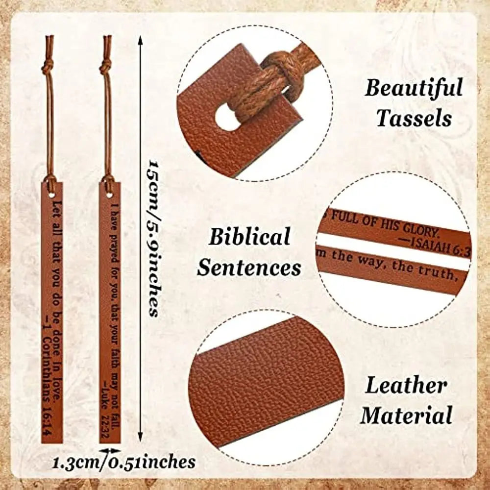 Leather Bible Bookmarks Christian Bookmarks Religious Bookmarks Inspirational Bible Verse Bookmarks for Men Women Church Gifts