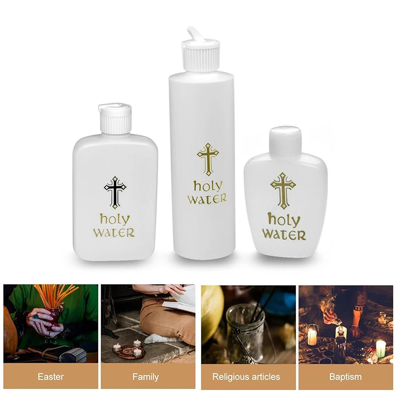 2/3Pcs 60/100/250ml Jesus Cross Pattern Holy Water Bottle Portable Prime Church Holy Water Bottle For Baptismal Pray