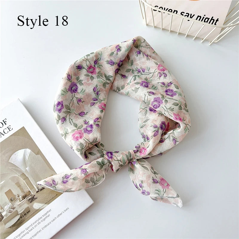 Fashion Cotton Linen Shawl Square Scarf for women sweet Cherry Print Hijabs Ladies Wraps summer sunscreen Bandanas Head scarf
