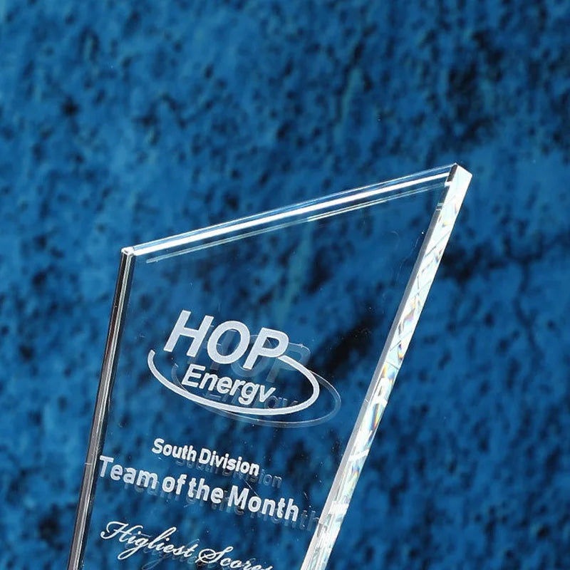 Customized Transparent Crystal Trophy, Gold Silver Copper, Five-Star, Excellent Staff Award, Home Decoration, 1Pc