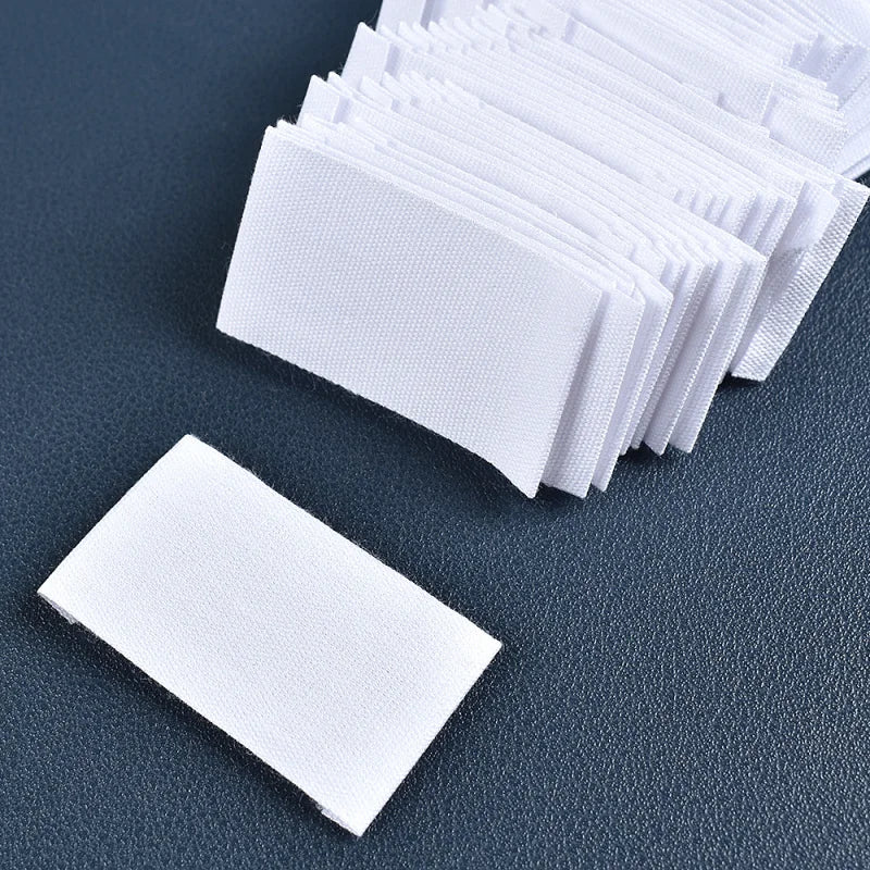 48PCS/lot White Blank Cloth Labels For Clothing Bags T-shirt Decoration DIY Handmade Craft Sewing Tags Accessories