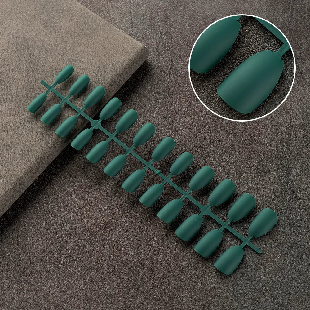 24tips/pc French White Fake Nails Matte /Glossy Detachable Long Square Natural False Press on Nails Manicure Faux Ongles