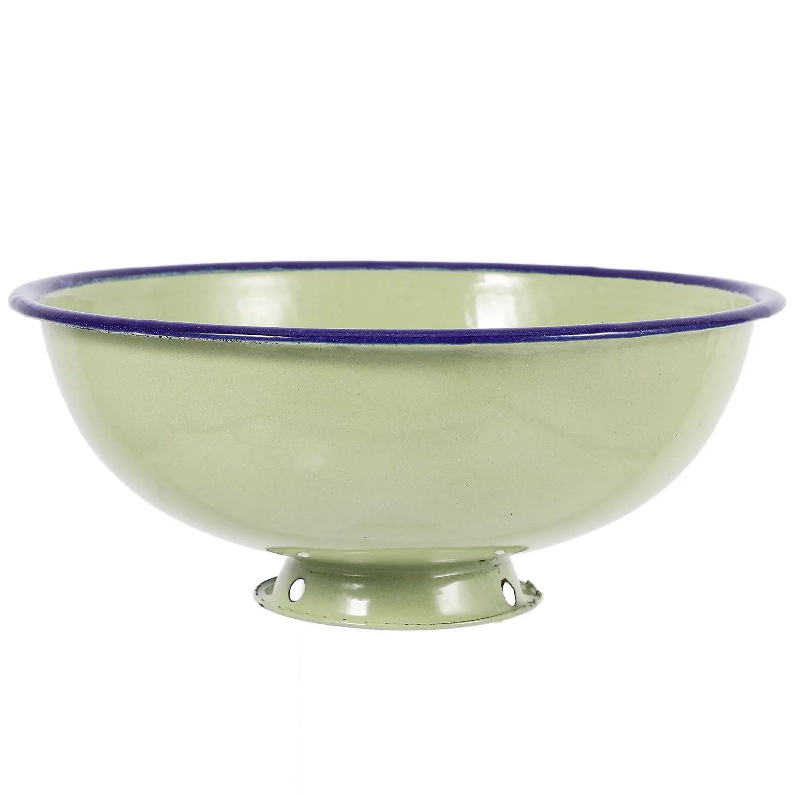 Enamel Bowls Retro Kitchenware Large Capacity Rice Salad Fruit Soup Bowl Vintage Design Classic Color Scheme