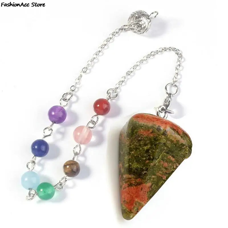 Healing Pendulum For Divination Pink Quartz Pendulums Biolocation Natural Gem Stone Chain Men Reiki Crystal Pendant