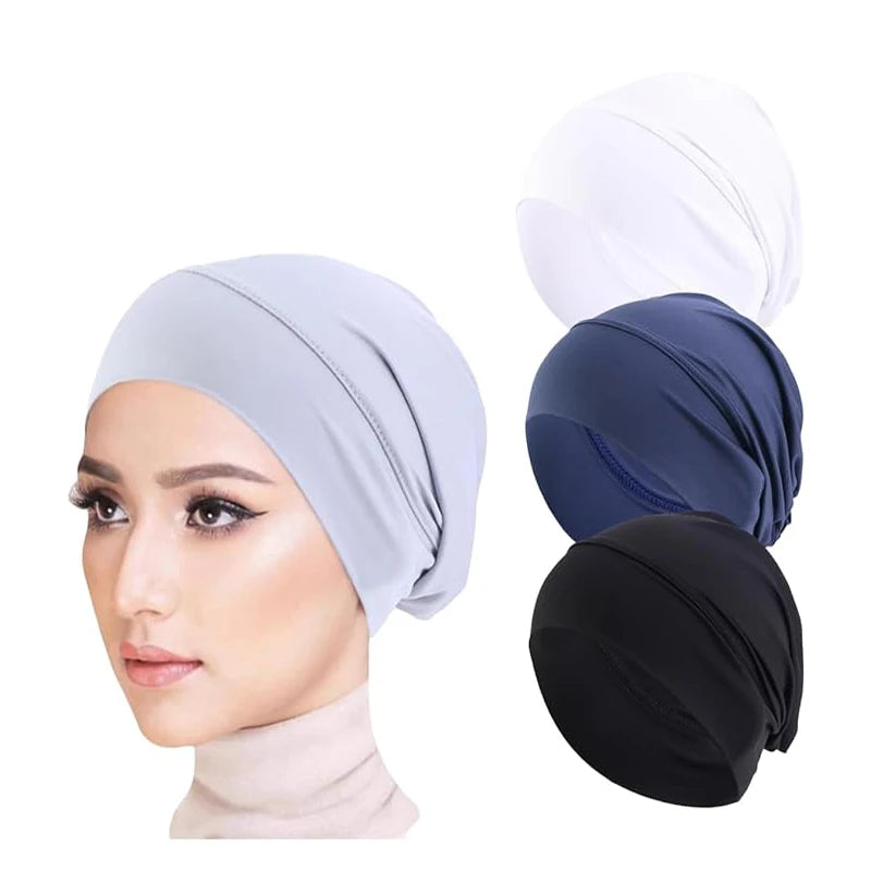 New Women Muslim Inner Hijab Caps Islamic Undercap Bonnet Stretch Headband Turban chemo hat Instant Head Wrap Turbante Mujer