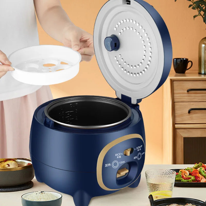 2 IN 1 1.8L Small Rice Cooker Multi-function Stew Pot Household Non-stick Inner Pot Electric Cooking Pot with Steamer