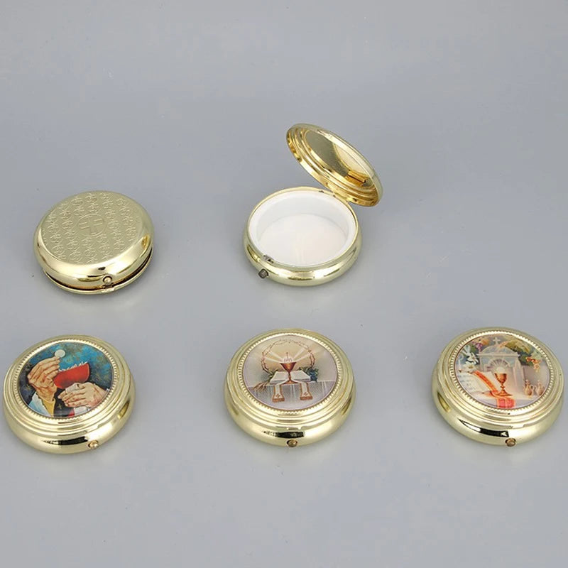Catholic Holy Grail Box Small Pyx For Eucharist Host Zinc Alloy Carry Consecrated Hosts First Communion Holy Box