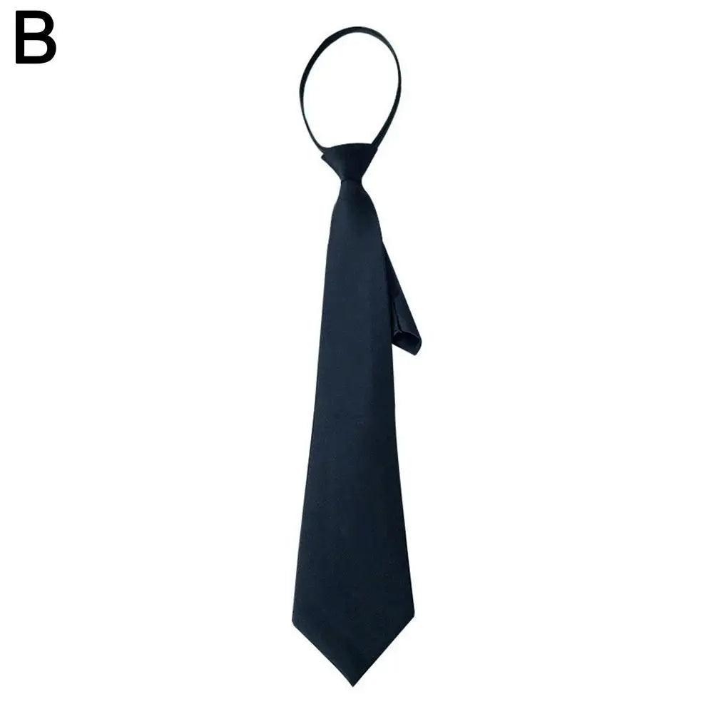 College Style Tie New Women's Clothing Versatile Student Zipper Arrow Type Lazy Retro Solid Silky Narrow Neck Tie Trendy Unisex