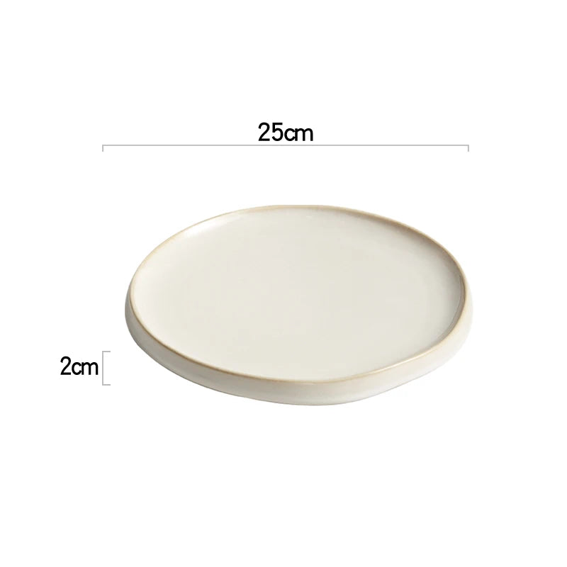 Simple Ceramic Dinner Plates Round Pasta Steak Plate Restaurant Solid Color Creative Tableware Snack Dessert Tray Cooking Dishes