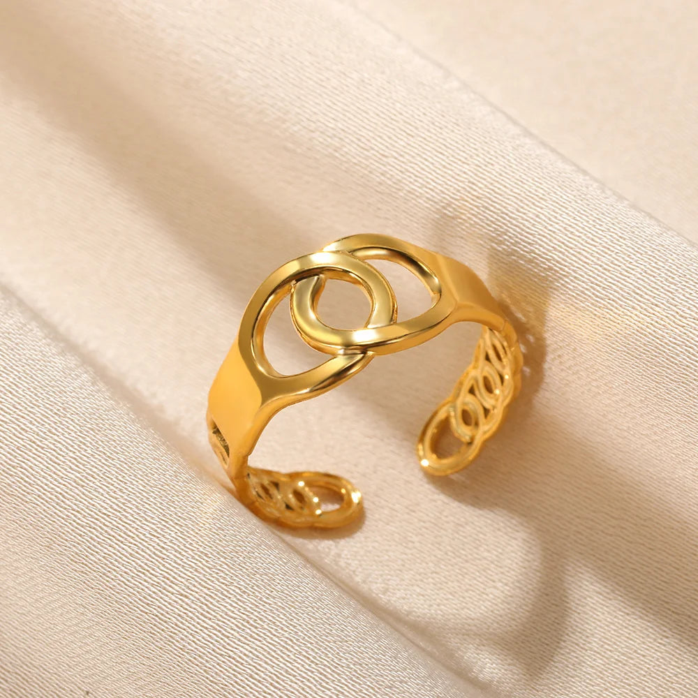 Retro Stainless Devil's Eye Rings For Women Men Punk Sun Adjustable Opening Ring Hipster Minimalist Round Heart Ring Jewelry New