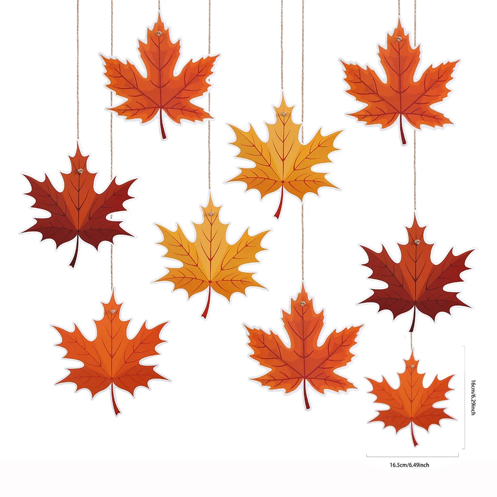 Hello Autumn Thanksgiving Decoration Happy Fall Banner Maple Leaf Cake Toppers Pumpkin Honeycomb Wall Fireplace Hanging Ornament