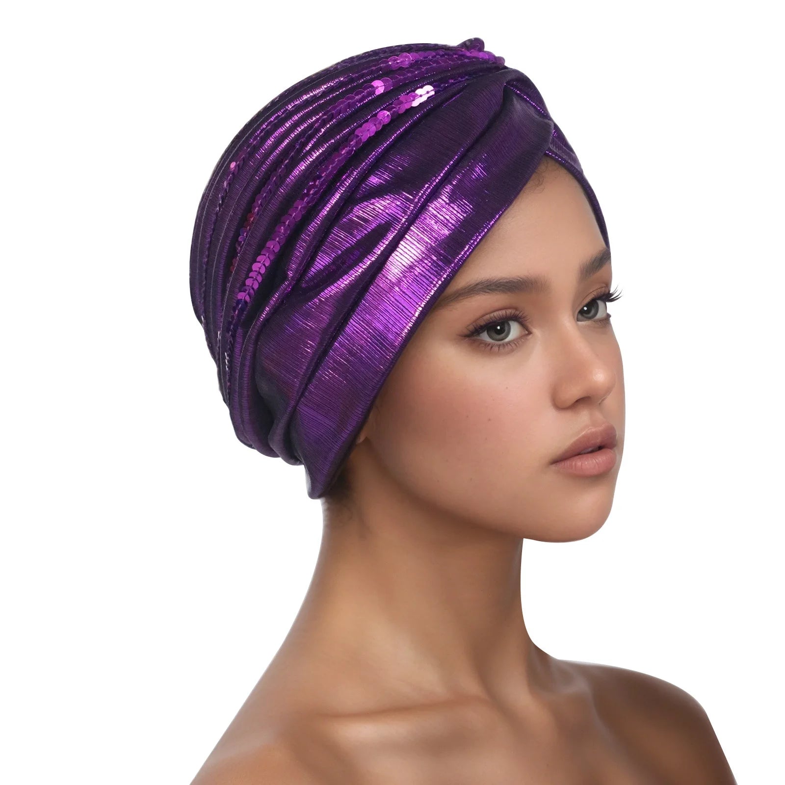 Women's Head Wraps Muslim Headscarf Cap India Hat Ready Hijab Bonnet Turbante Mujer Summer Breathable Sequins Turban Cap