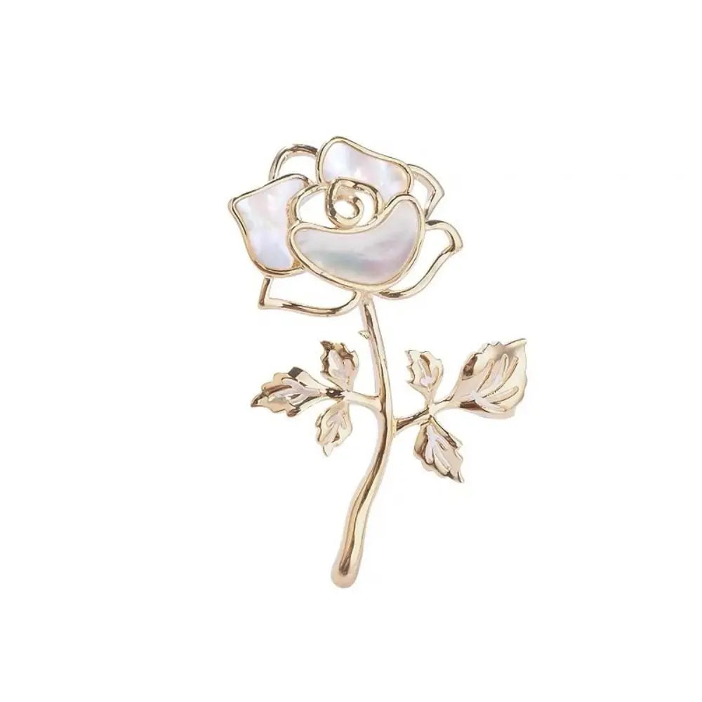 Fairy Rose Brooch For Women Luxury Design Natural Shell Chest Flower Brooch Pins Jewelry Romantic Badge Wedding Birthday Gifts