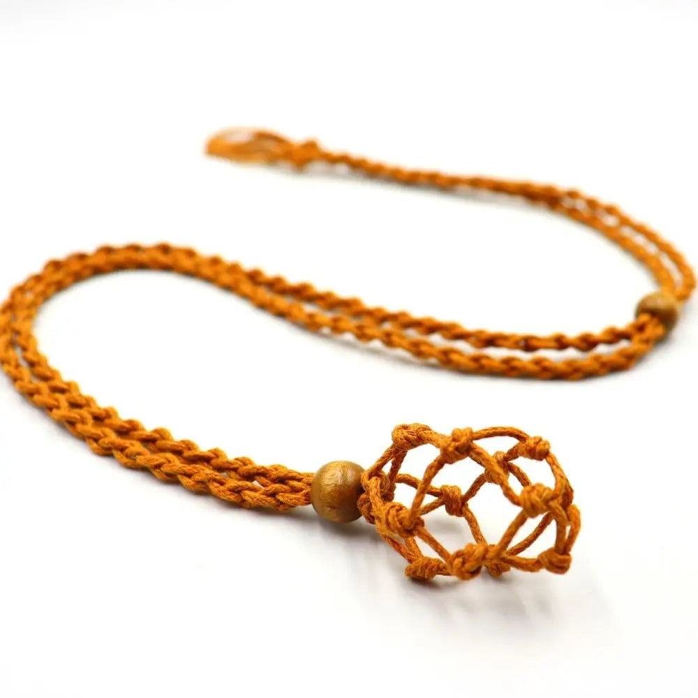 Adjustable Braided Necklace Cord Empty Stone Holder Wax Rope DIY Necklace Natural Quartz Crystal Healing Stone Net Bag Pendant