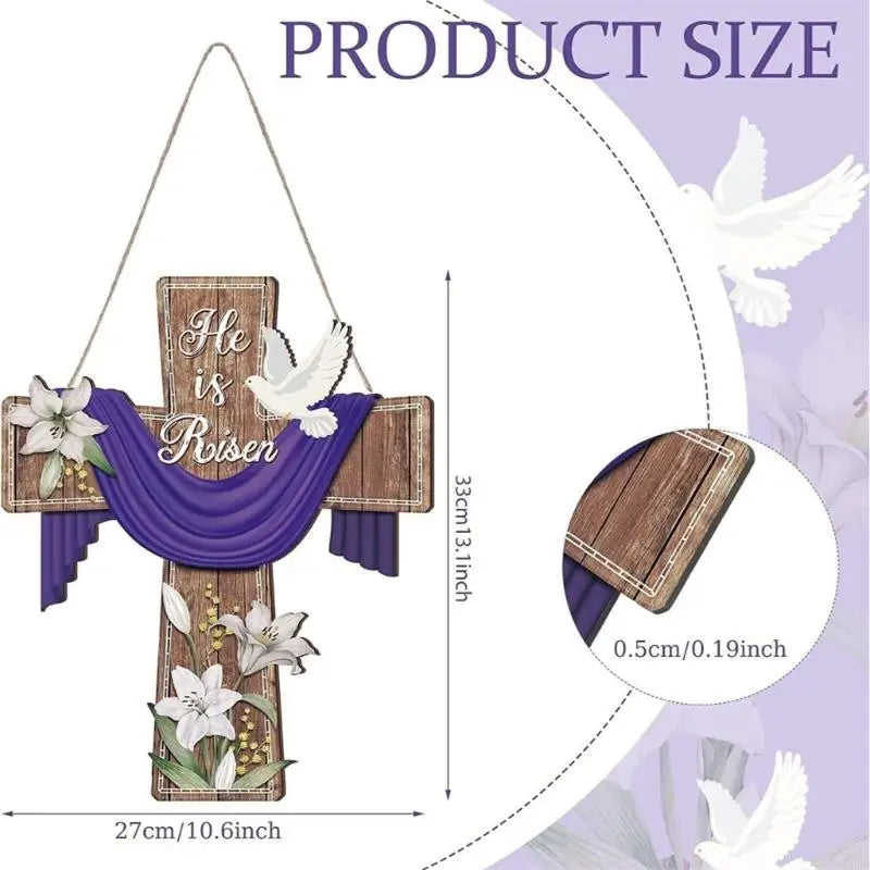 E8BD Elegant Wooden Crosses Door Sign Hanging Decoration for Easters Celebration Gift