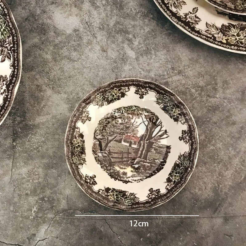Creative Ceramic Plate Manor Painting Decorative Home Afternoon Tea Dessert Dish European Western Restaurant Fruit Salad Plates