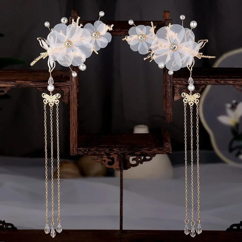 Children's Headwear Ancient Style Girl Hanfu Hair Bundle Wig Accessories Princess Dress Up Gift