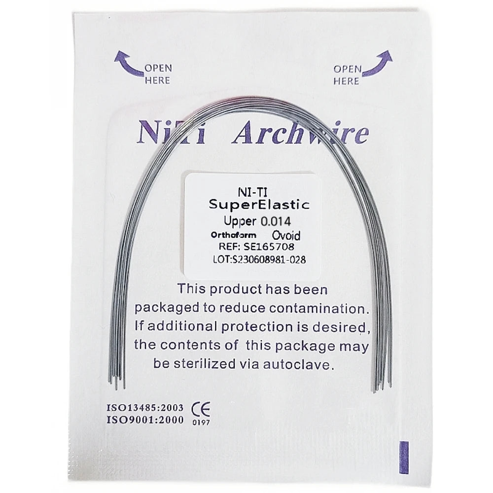 10pcs Dental Orthodontic Arch Wires Niti Archwires Natural/Ovoid Form Round/Rectangular Shape Upper Lower for Braces