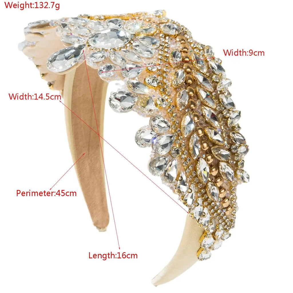 New Baroque Full Diamond Crown Headband Heavy Industry Diamond High-end Shiny Sweet Bridal Wedding Hair Accessories