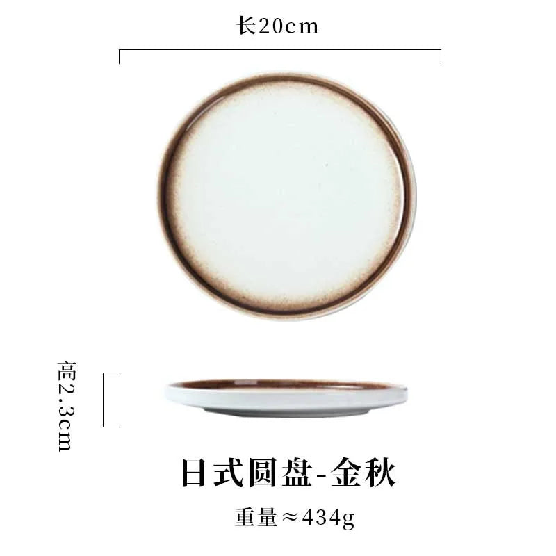 Japanese Style Ceramic Pasta Dish, Steak Plate, Western Cuisine Plate, Household Plate Ins, Tableware for Hotel and Commercial