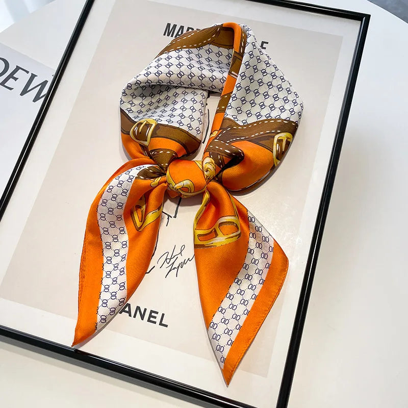 Head Scarf Women Luxury Brand Square 70*70cm Silk Foulard Satin Bandana Cheveux Soft Neckerchief Hijab Hair Scarves For Ladies