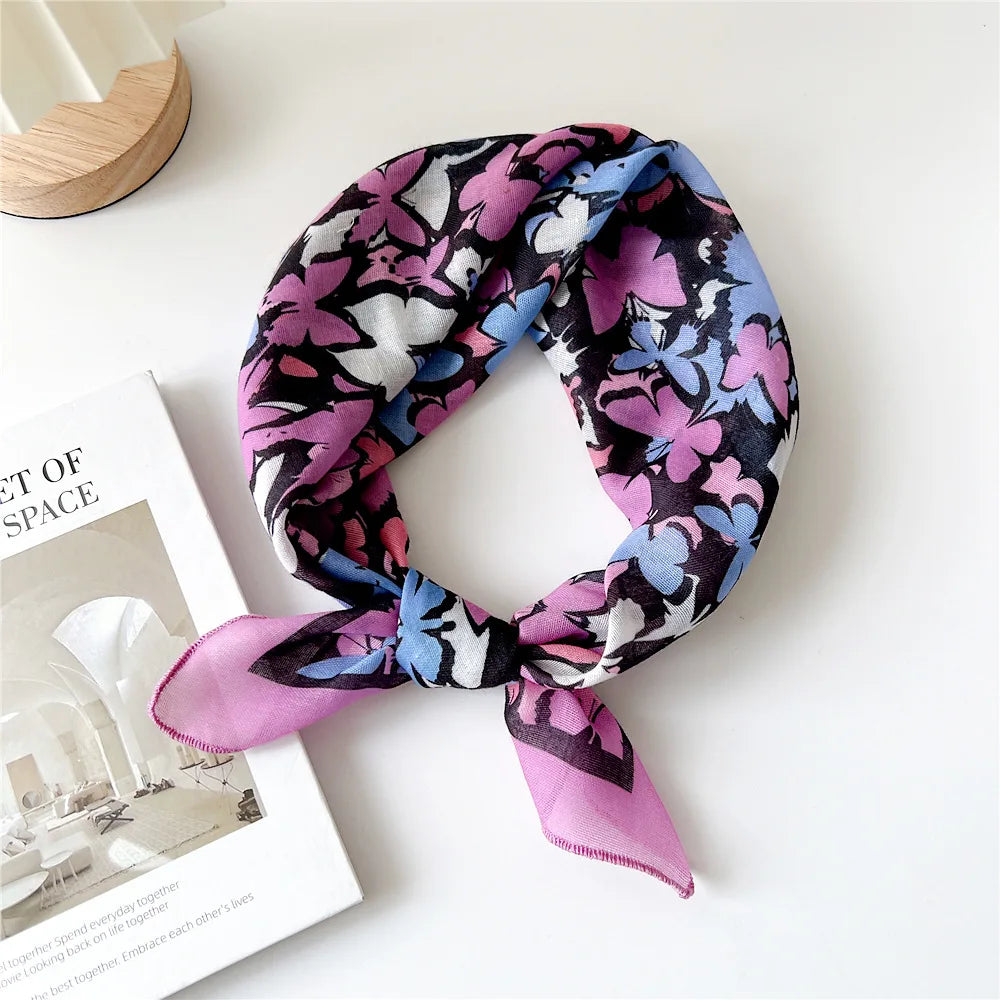 Fashion Cotton Linen Shawl Square Scarf for women sweet Cherry Print Hijabs Ladies Wraps summer sunscreen Bandanas Head scarf
